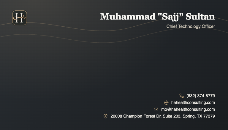 Muhammad &ldquo;Sajj&rdquo; Sultan business card